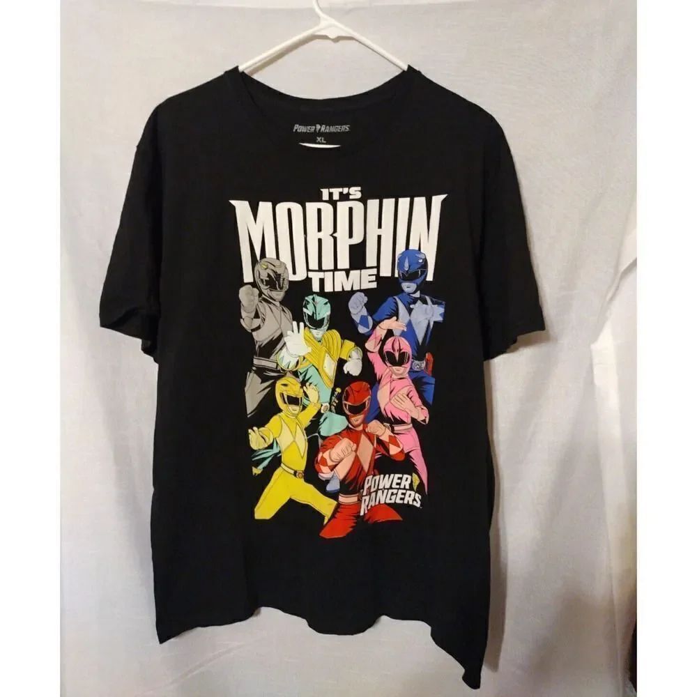Power Rangers It's Morphin Time All Power Rangers on the Front of XL Men's Tee
